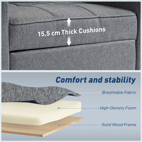 HOMCOM 3-in-1 Single Sofa Bed, Convertible Sleeper Chair Bed - Dark Grey