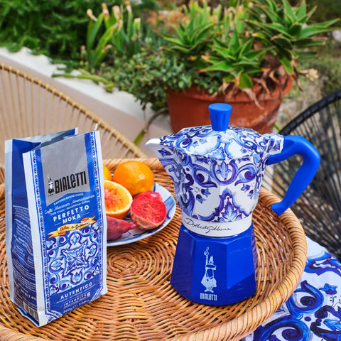 Bialetti X Dolce&Gabbana Blue Mediterranean Gift Set (6 cup Moka and Stirrer set)