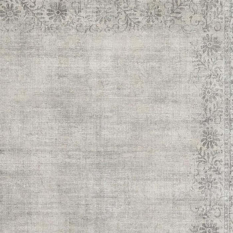 Eco-Washable Grey Rug Bordered Design