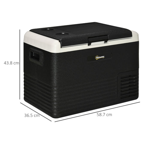 Outsunny 40L Car Refrigerator, Portable Compressor Car Fridge Freezer, Electric Cooler Box with 12/24V DC and 110-240V AC for Camping, Driving, Picnic, Down to -20\'e2\'84\'83