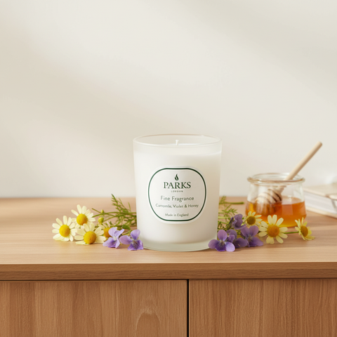 FINE FRAGRANCE 180G CANDLE CAMOMILE, VOILET & HONEY
