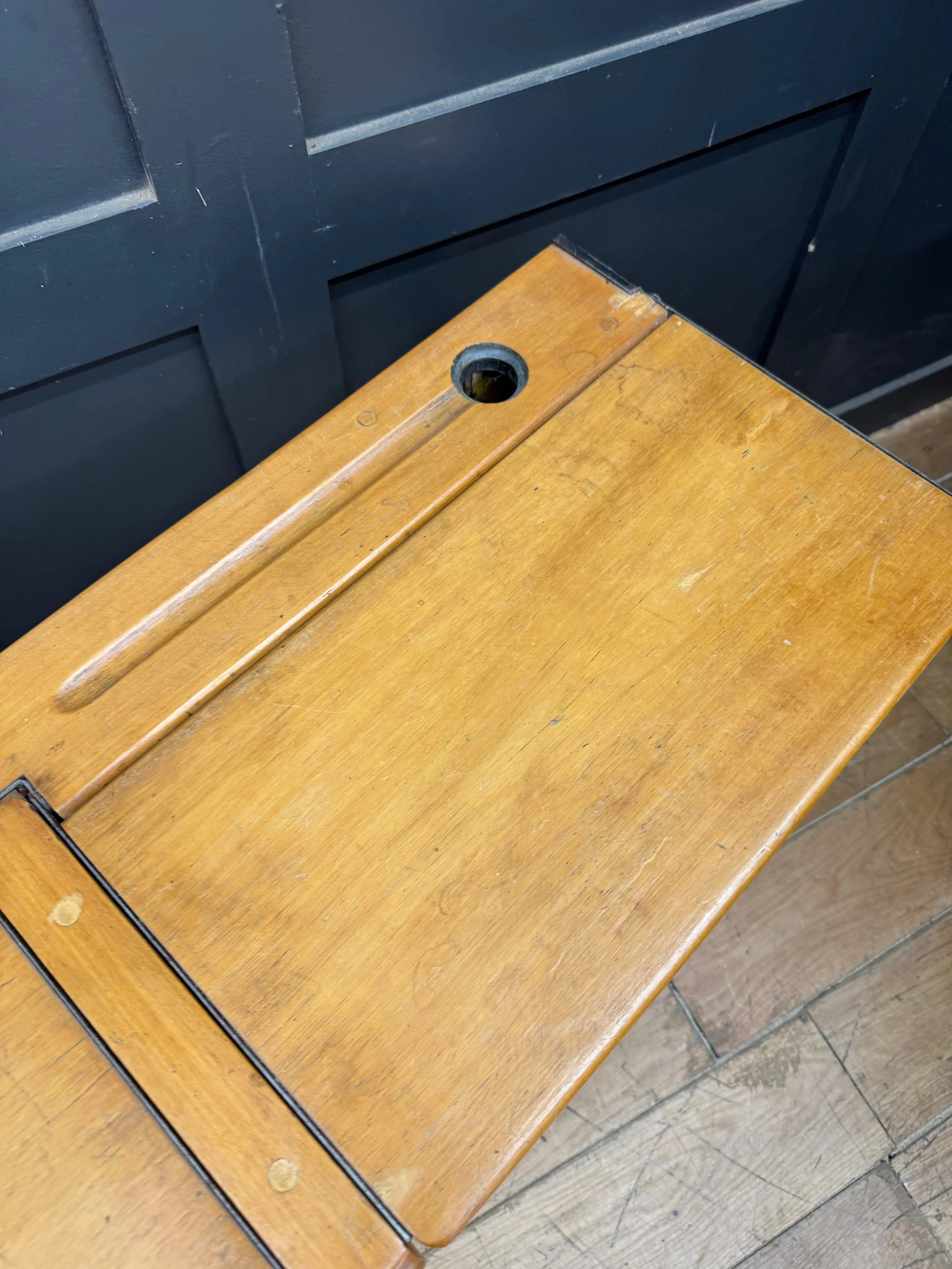 Vintage Double School Desk with Lift-Up Storage | Old Children’s Desk