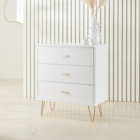 Monroe Solid Wood White Chest of 3 Drawers