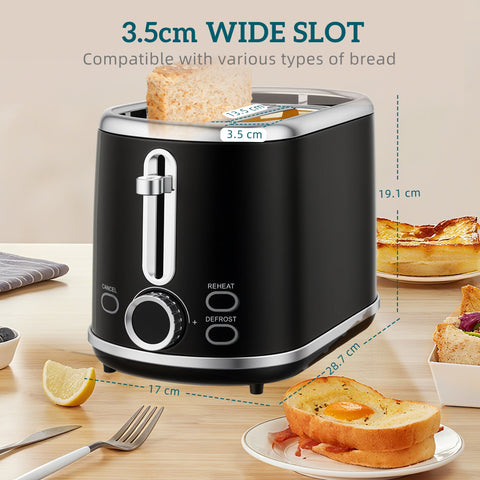 HOMCOM Polished Retro 40-100°C Kettle and Toaster Set - Black