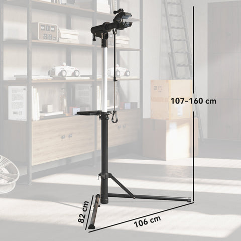 HOMCOM Bike Repair Stand, Heavy Duty Bike Stand for Maintenance, Max Load 40kg, Height Adjustable, Foldable and 360\'c2\'b0 Rotatable for Road Bike, Mountain Bike, E-Bike