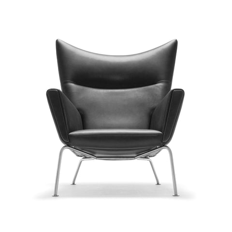 Carnaby High Back Armchair with Ottoman, Black｜ DC Concept