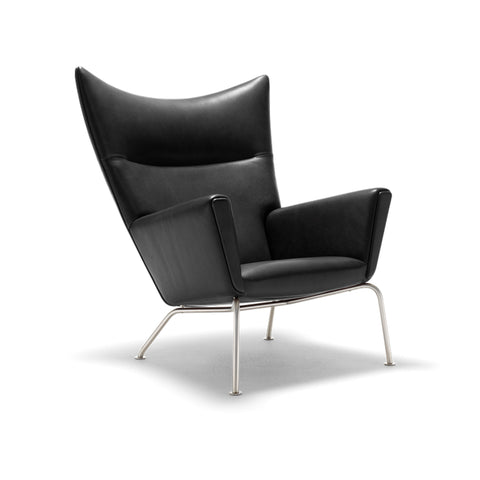 Carnaby High Back Armchair with Ottoman, Black｜ DC Concept