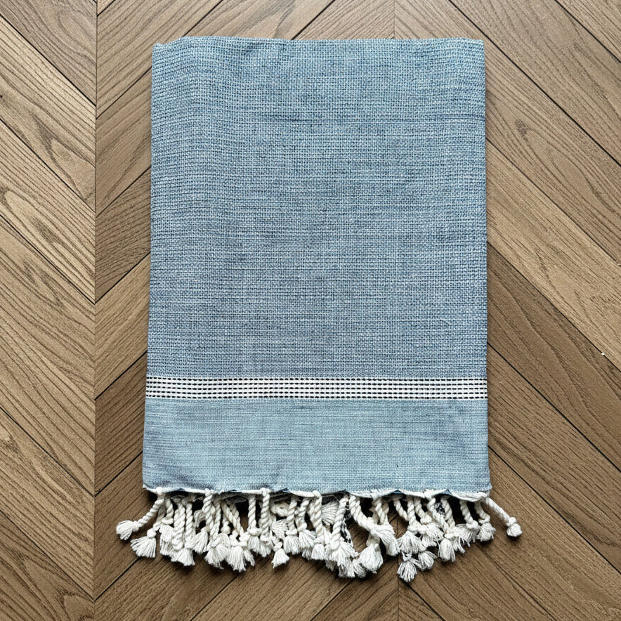 Cassis Blue/Navy Fringed Cotton Fouta