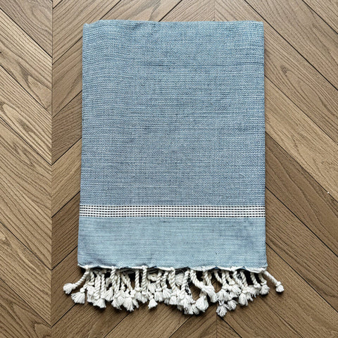 Cassis Blue/Navy Fringed Cotton Fouta