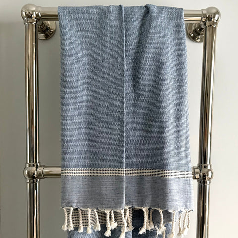 Cassis Blue/Navy Fringed Cotton Fouta