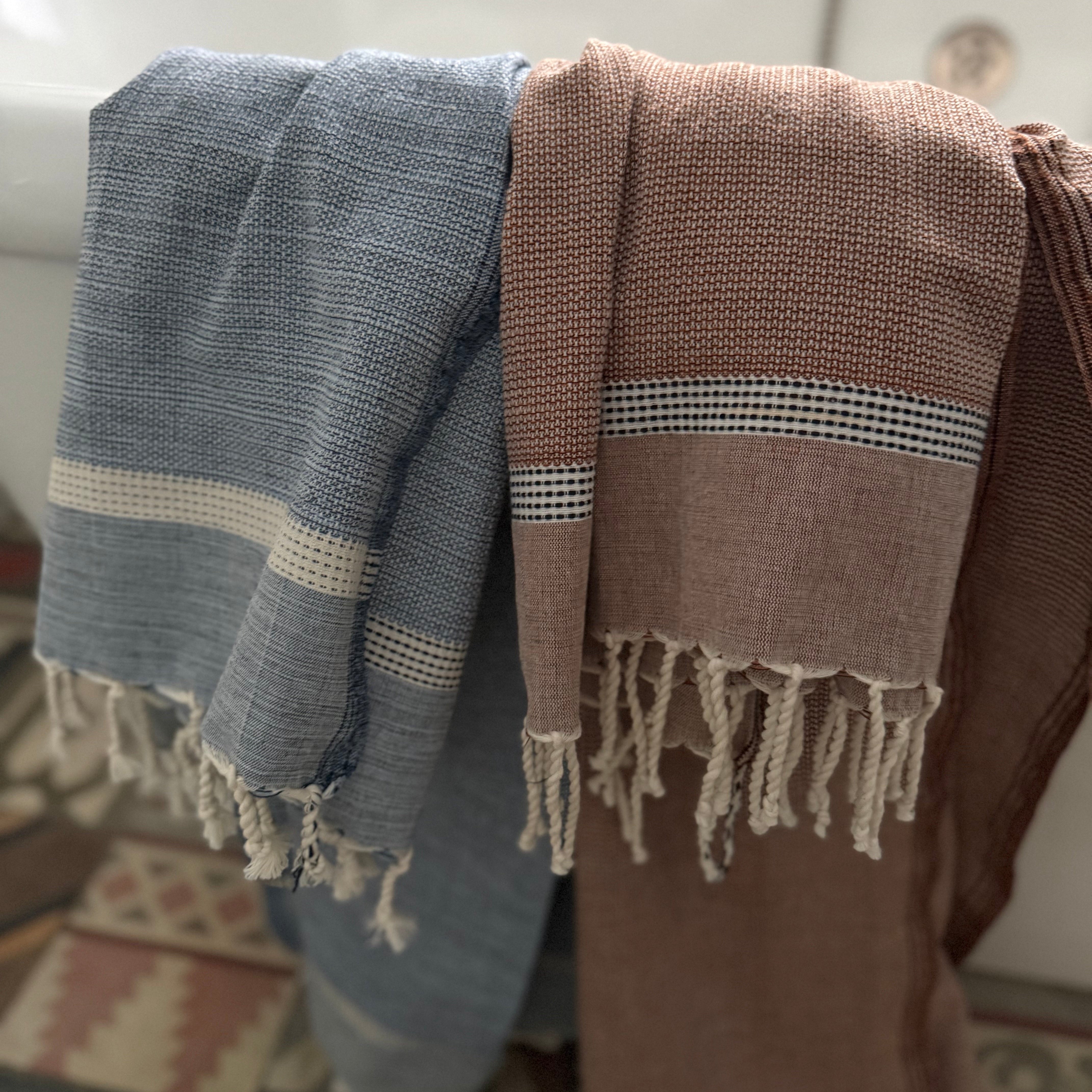 Cassis Blue/Navy Fringed Cotton Fouta
