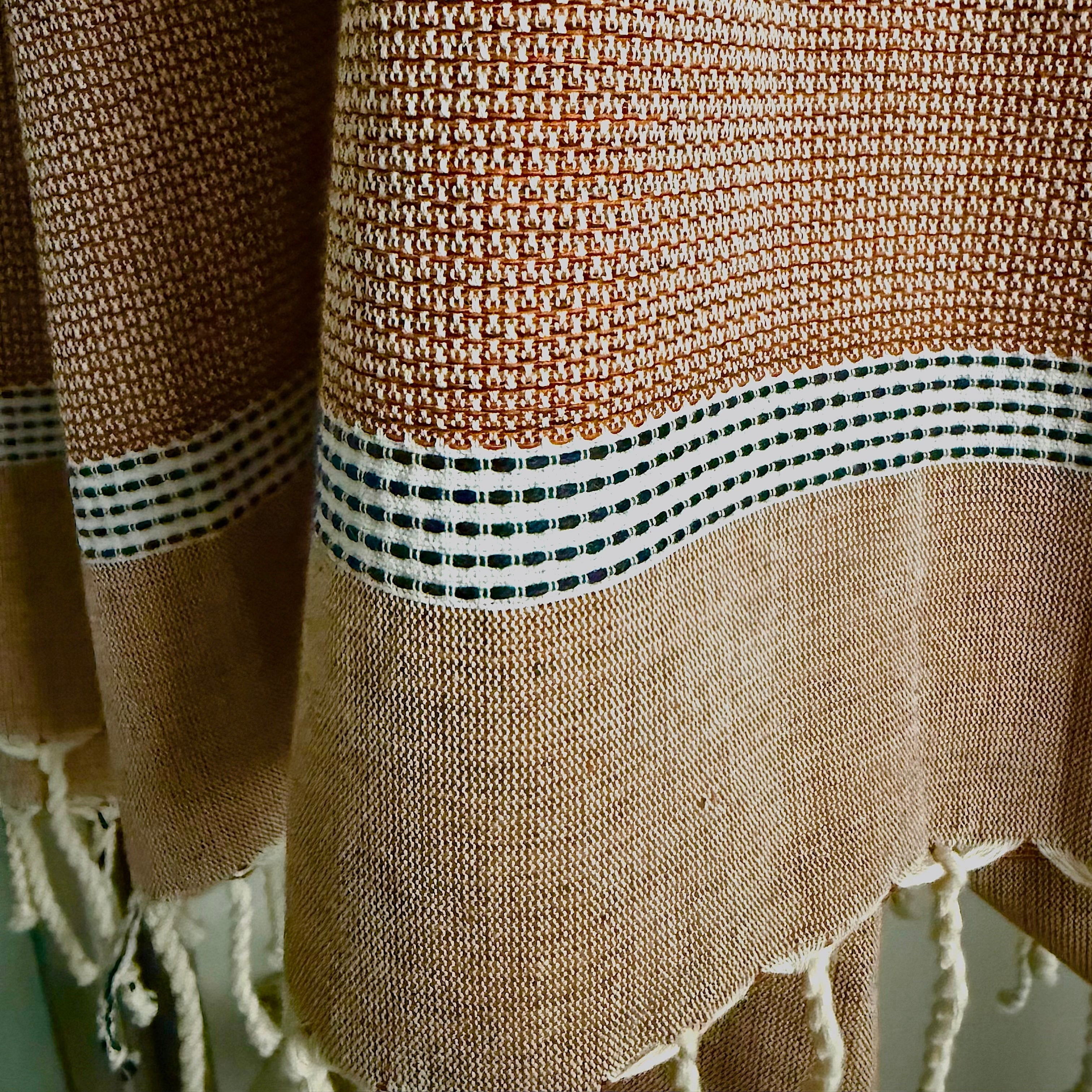 Cassis Cinnamon/Black Fringed Cotton Fouta