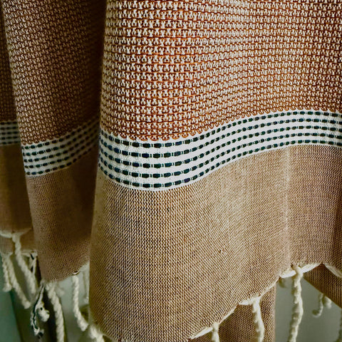 Cassis Cinnamon/Black Fringed Cotton Fouta