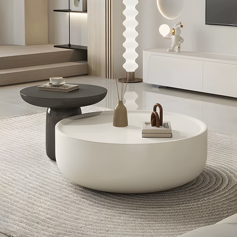 Cenhelm Nesting Coffee Table Set, Cream And Black