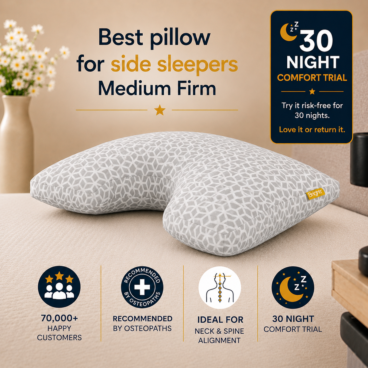 Brightr® MoonHug Adjustable Memory Foam pillow