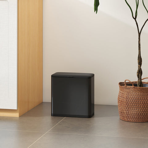 HOMCOM 8L Hanging Kitchen Bin, Rubbish bin with Lid and Removable Inner Bucket for Kitchen Cabinet Door, Under Sink, Office