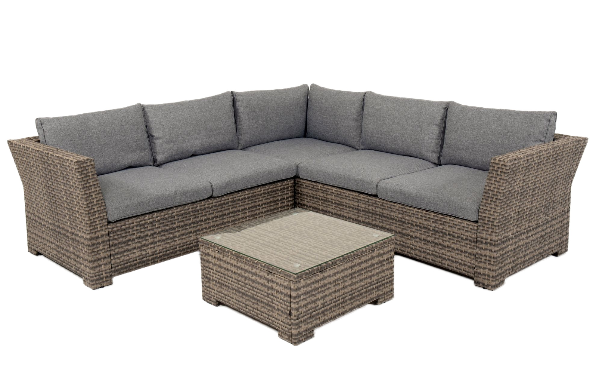Chesterton Grey 5 Seater Corner Rattan Garden Sofa Lounge Set and Cushion Box Bundle