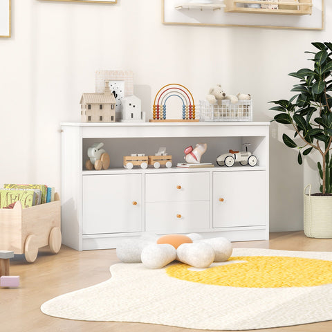 Wooden Kids Toy Children Bookshelf Storage Chest with Open Shelf-Natural