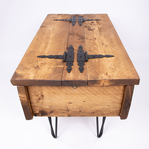 Hairpin Coffee Table Chest - Wooden Storage Box