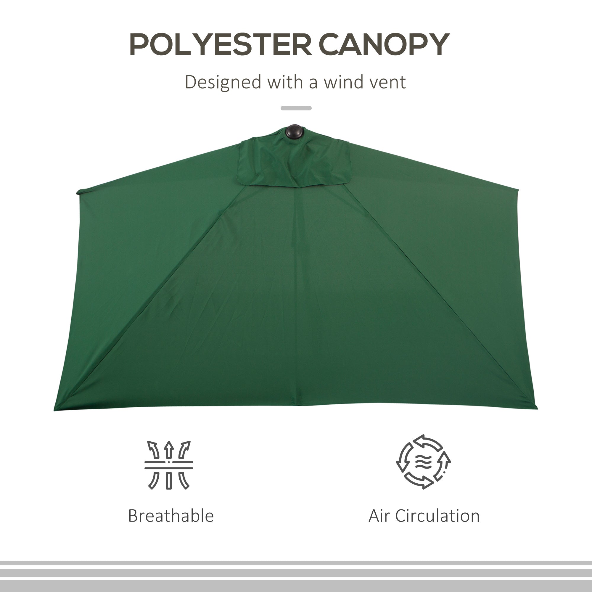Outsunny Balcony Half Parasol Semi Round Umbrella Patio Crank Handle (2.3 m, Green)- NO BASE INCLUDED