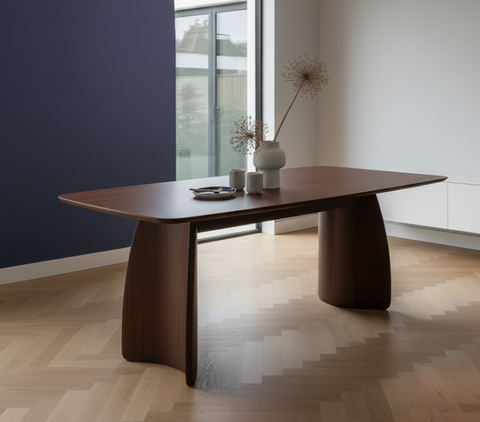 Walnut Dining Table with Curved Legs