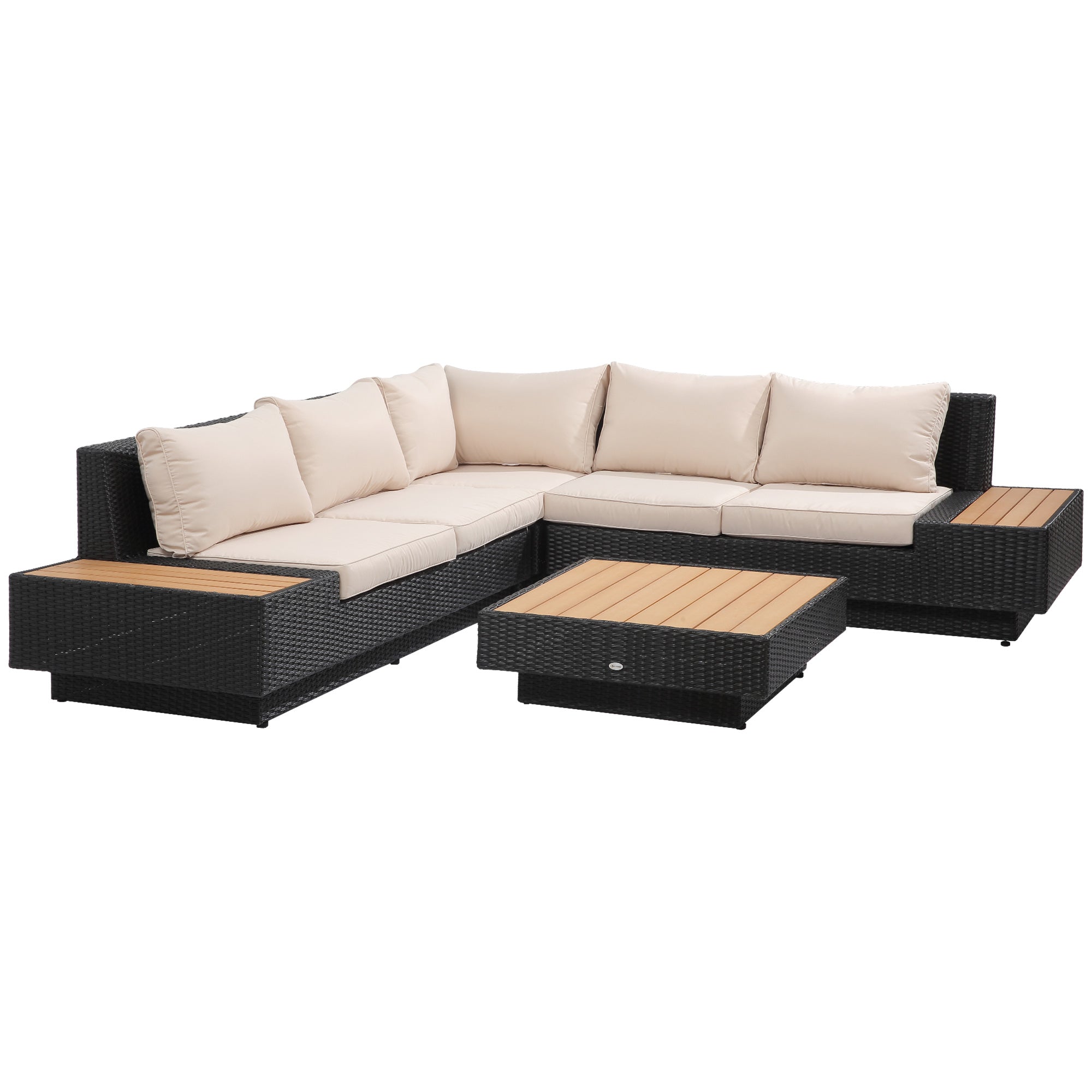 4Pcs Rattan Sofa Garden Set Coffee Table Chairs Loveseat Outdoor w/ Cushion