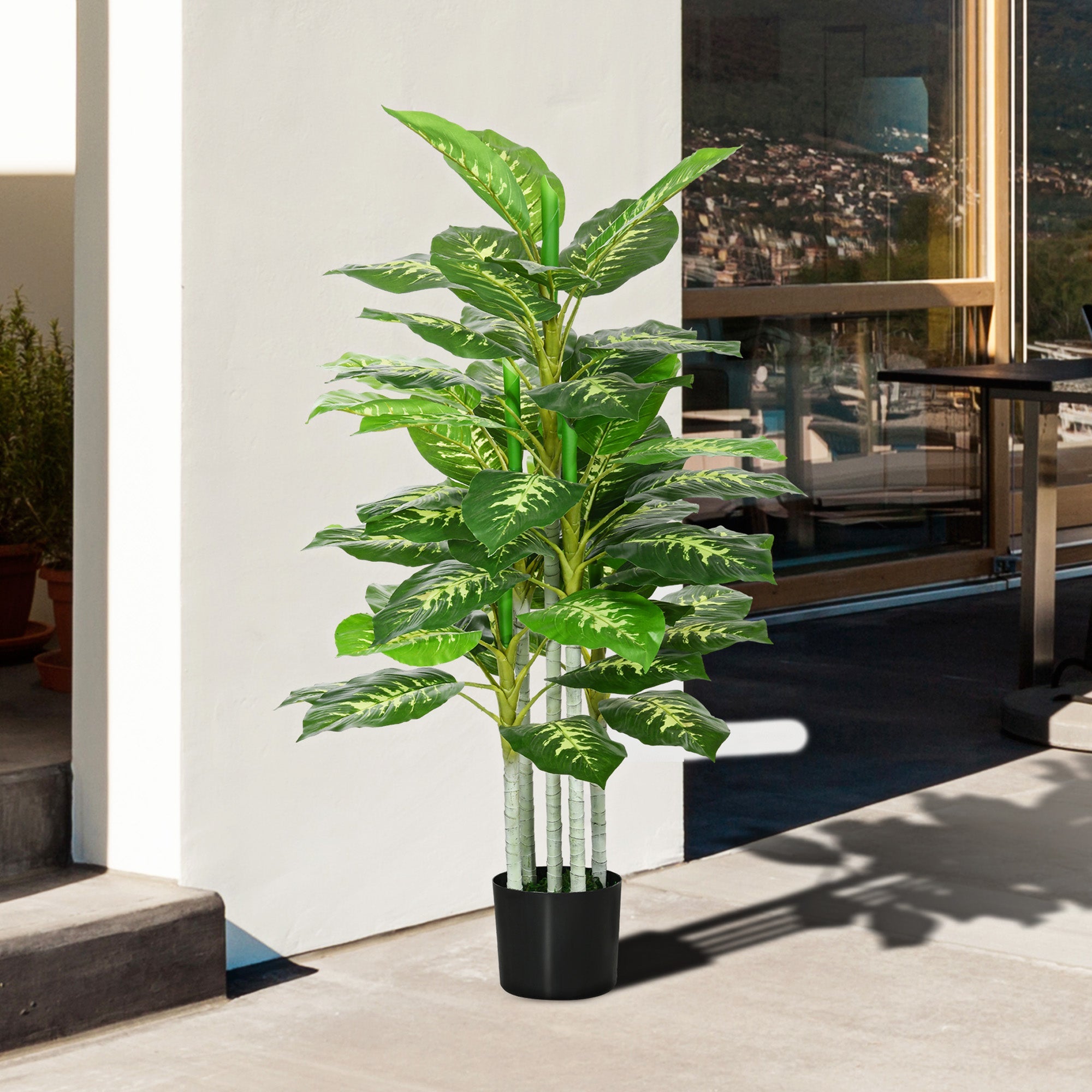 HOMCOM Artificial Evergreen Tree Fake Decorative Plant in Nursery Pot for Indoor Outdoor Decor, 120cm