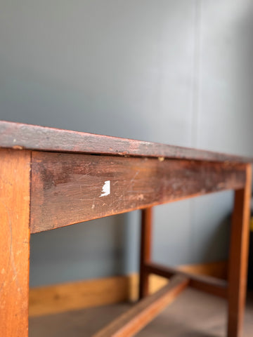 Vintage School Lab Bench Iroko Top Beech Frame Kitchen Island Prep Table Desk
