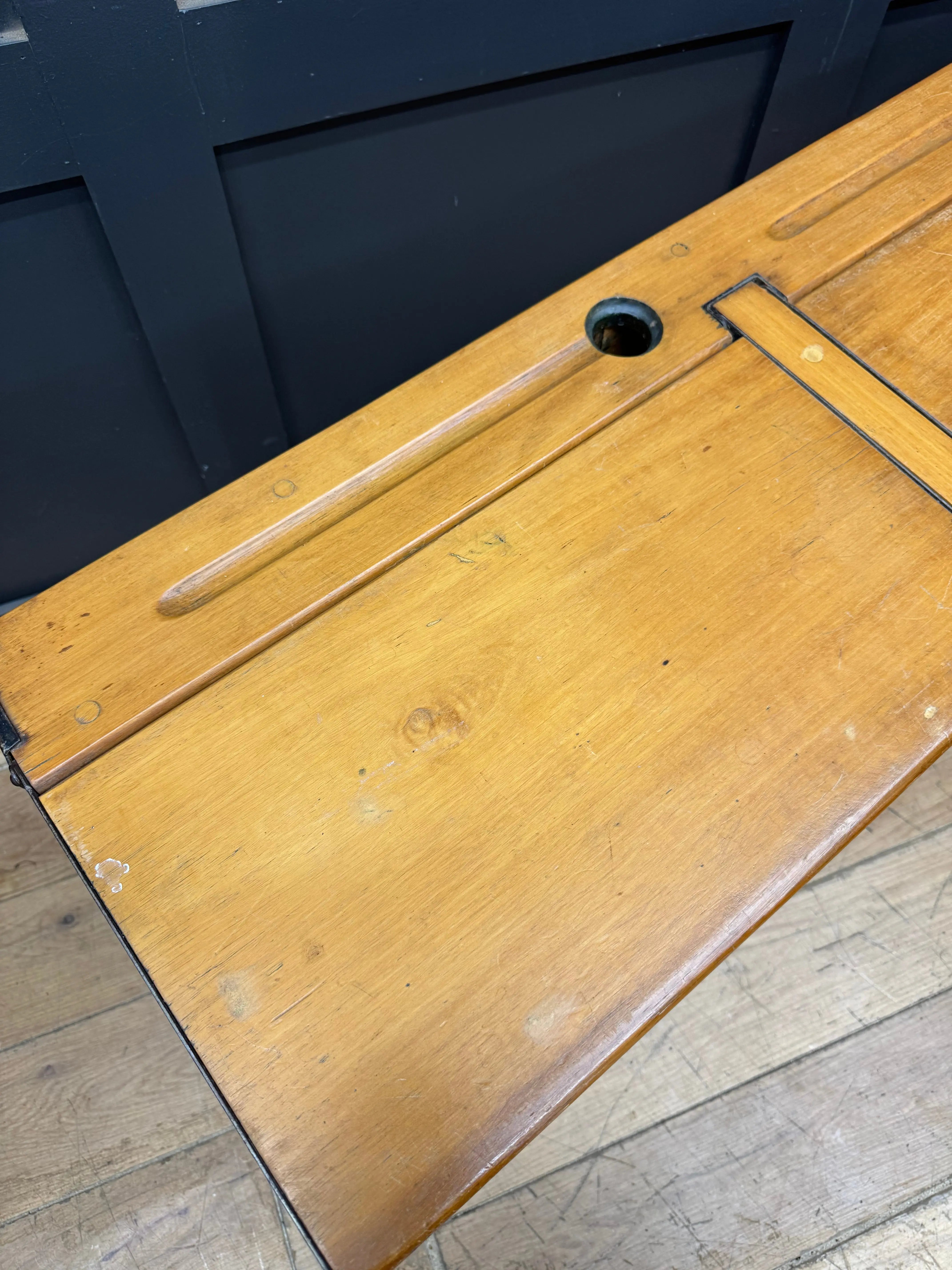 Vintage Double School Desk with Lift-Up Storage | Old Children’s Desk