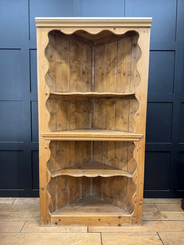 Antique Pine Rustic Corner Cupboard / Open Shelving Unit Storage