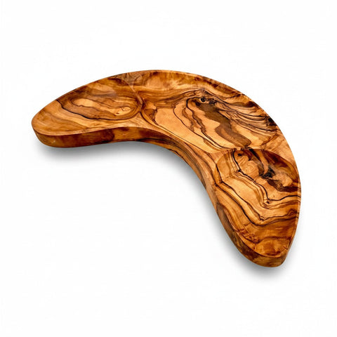 Olive Wood 3-Section Serving Bowl | Wooden Charcuterie Platter & Snack Dish 30cm