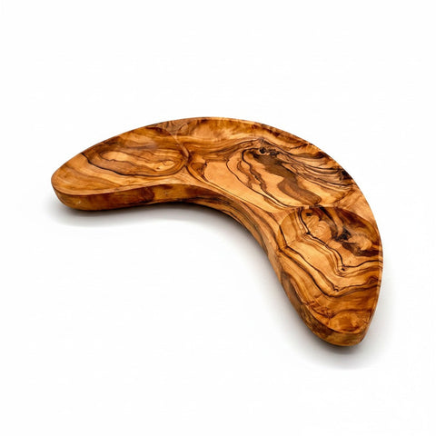 Olive Wood 3-Section Serving Bowl | Wooden Charcuterie Platter & Snack Dish 30cm
