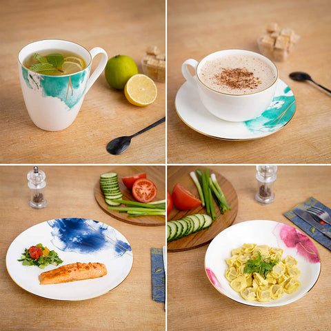 INNER FOR ONE Premium Quality Dinner Set for One (Gold Rim Set 1)