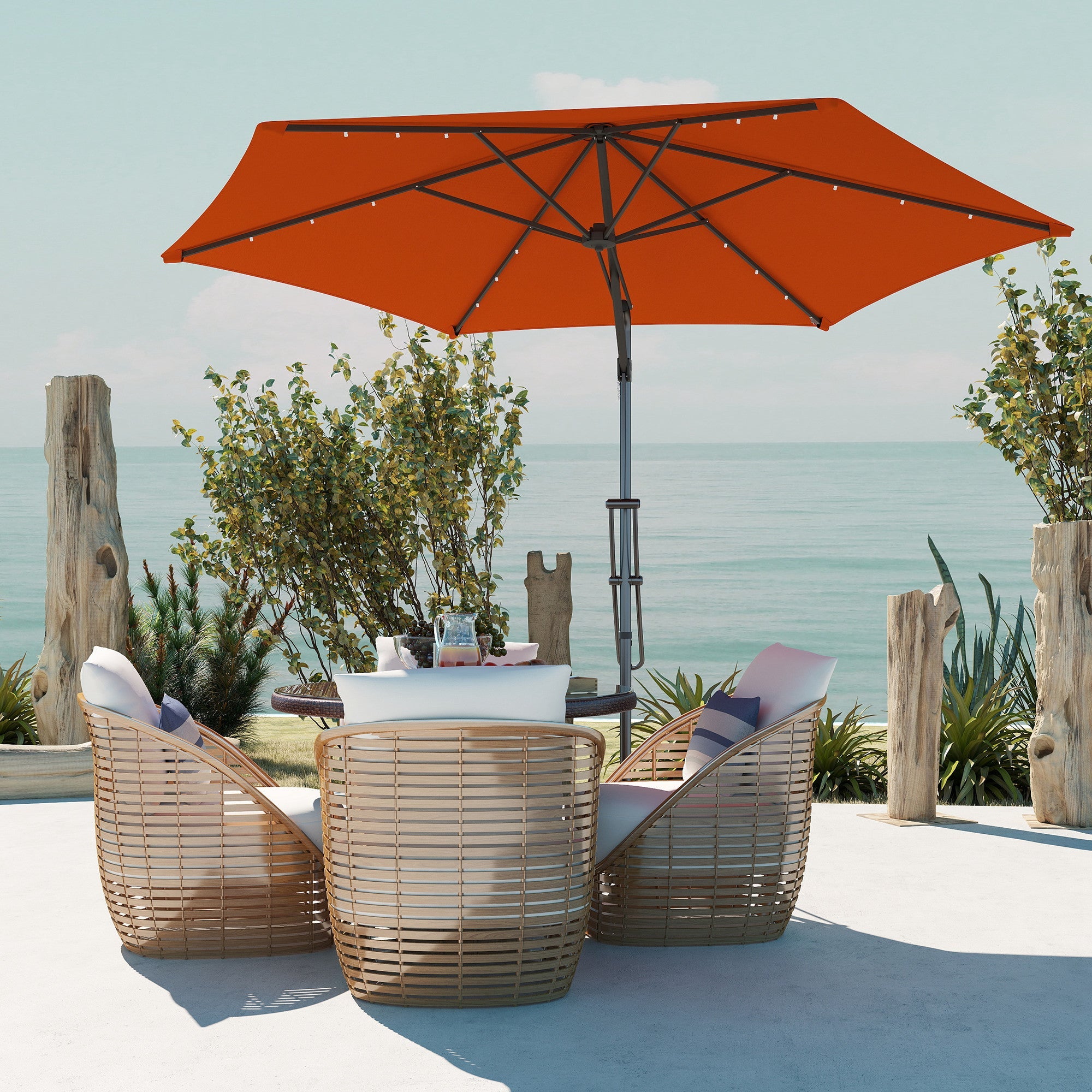 Outsunny 3(m) Solar LED Cantilever Parasol - Orange