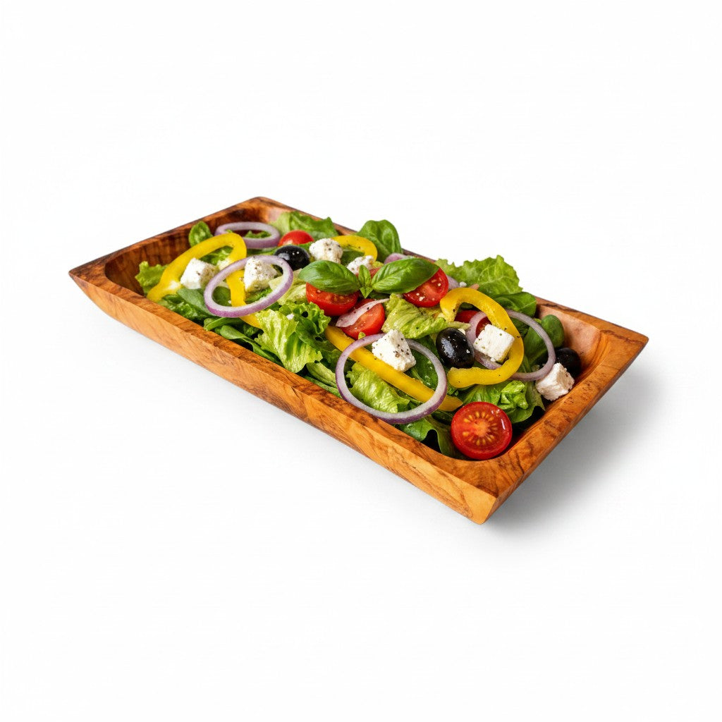 Olive Wood Rectangular Serving Tray 27x14cm | Wooden Cheese & Appetizer Platter