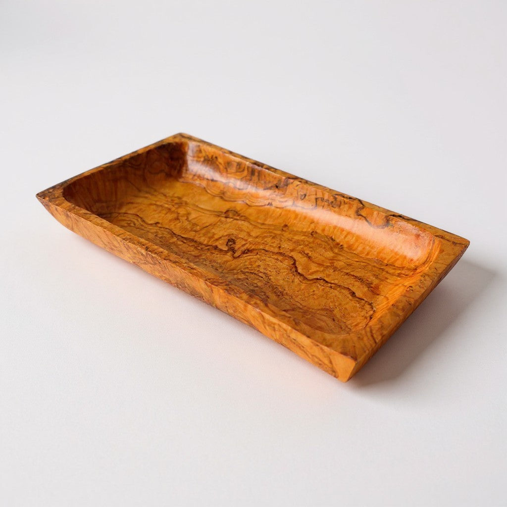 Olive Wood Rectangular Serving Tray 27x14cm | Wooden Cheese & Appetizer Platter