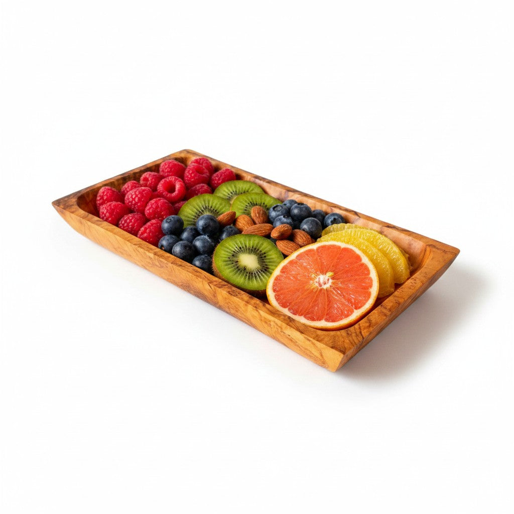 Olive Wood Rectangular Serving Tray 27x14cm | Wooden Cheese & Appetizer Platter