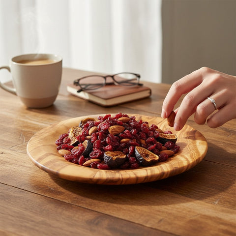 Olive Wood Round Serving Plates Set | 21cm 25cm 28cm Charcuterie Platter Dishes