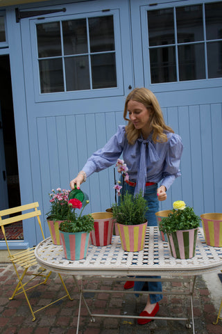 The Penny Planter in Pink and Yellow Stripe