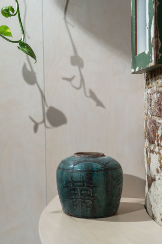 Old Turquoise Asian Pot No 2