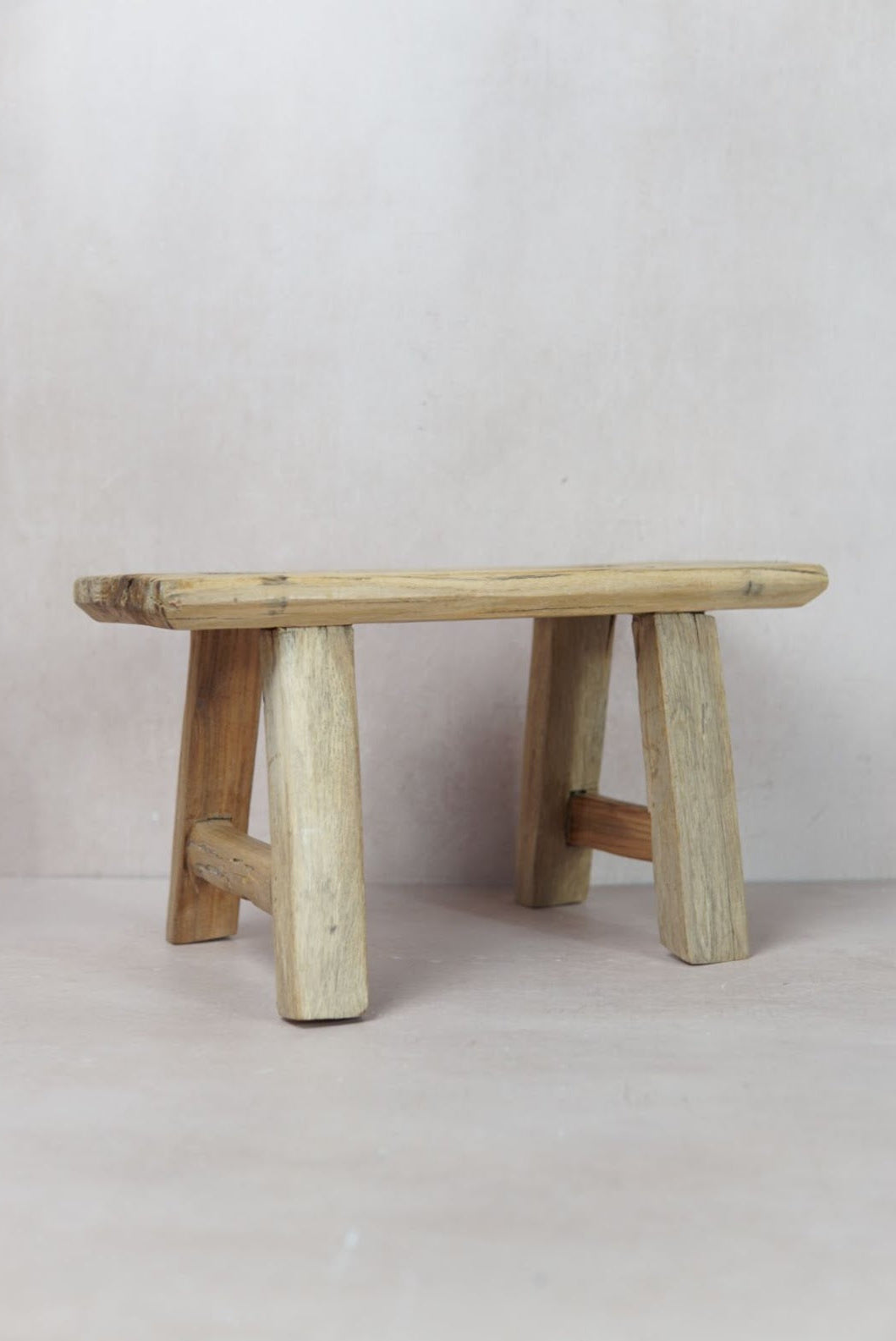 Vintage Rustic Elm Wood Stool - Square - 29