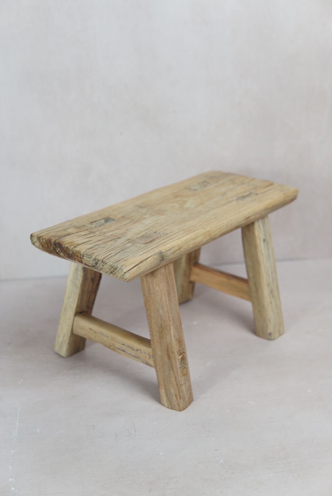 Vintage Rustic Elm Wood Stool - Square - 29