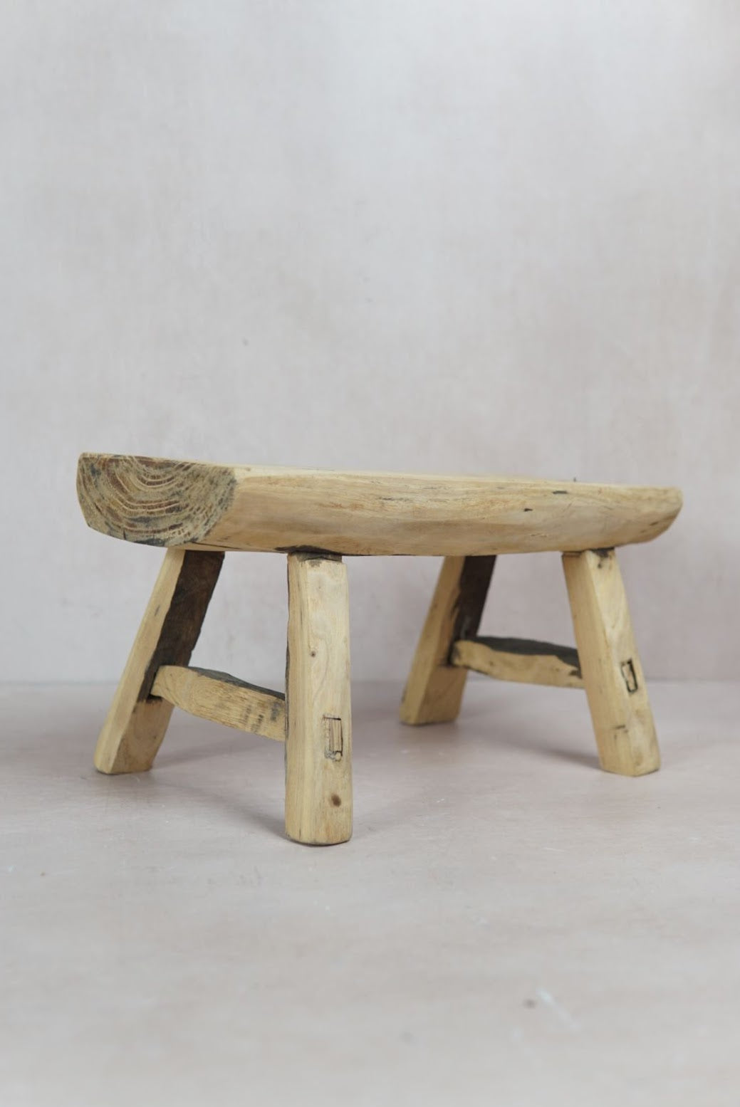 Vintage Rustic Elm Wood Stool - Square - 30