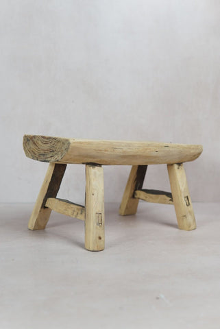 Vintage Rustic Elm Wood Stool - Square - 30