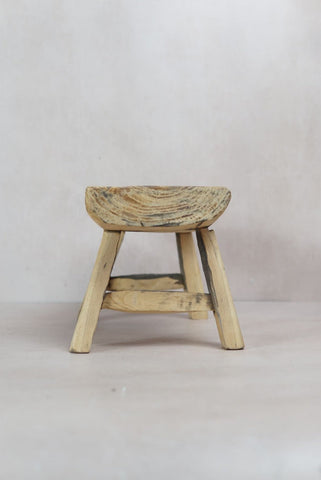 Vintage Rustic Elm Wood Stool - Square - 30