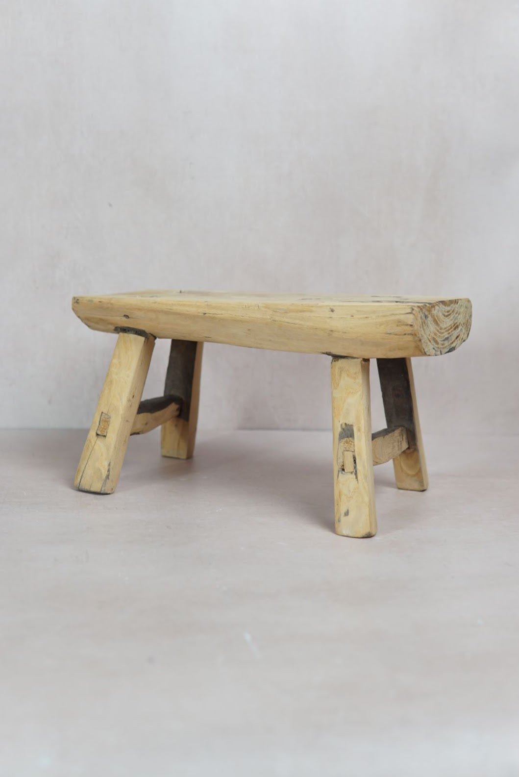Vintage Rustic Elm Wood Stool - Square - 30