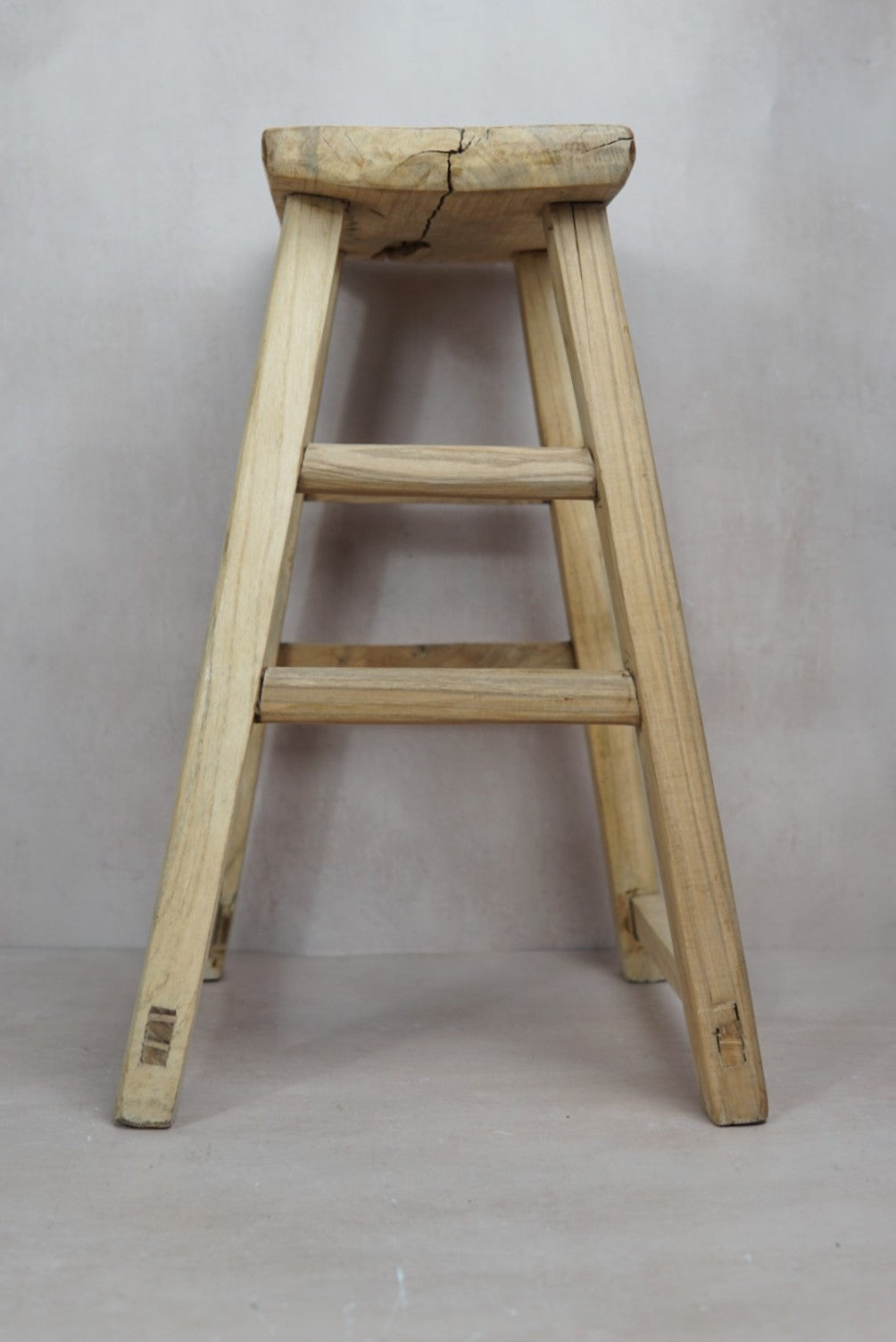 Vintage Rustic Stool - Elm wood - 18.1