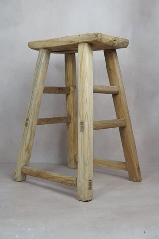 Vintage Rustic Stool - Elm wood - 18.1