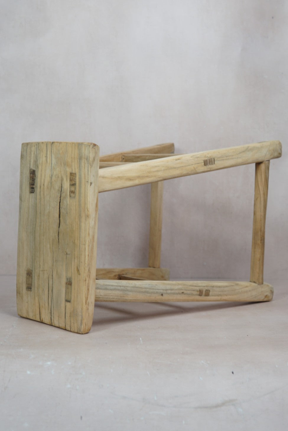 Vintage Rustic Stool - Elm wood - 18.1