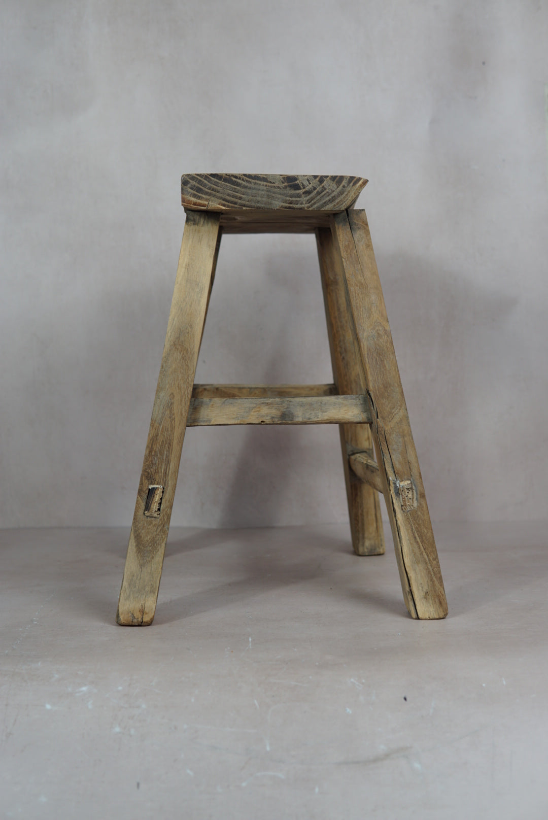 Vintage Rustic Stool - Elm wood - 18.2